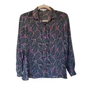 Vintage Paul Davril Paris Multicolour Paisley Long Sleeve Blouse